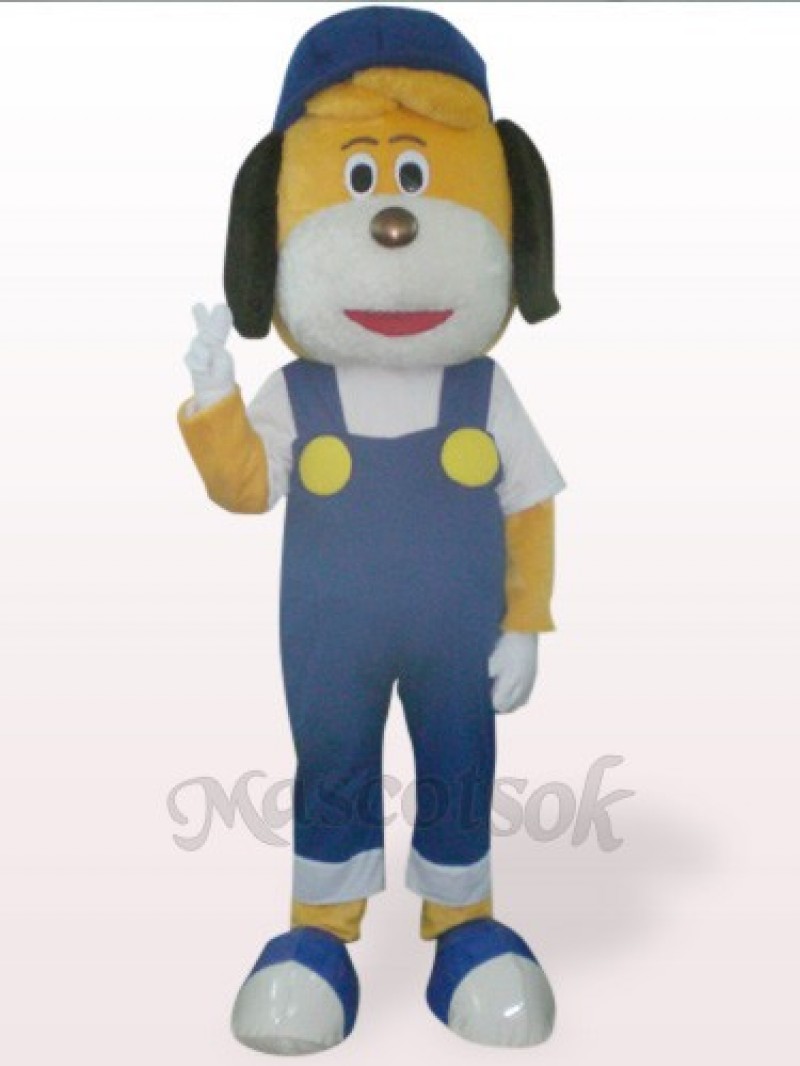 Blue Dog in Hat Plush Mascot Costume