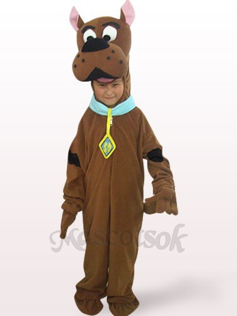 Brown Dog Open Face Kids Plush Mascot Costume