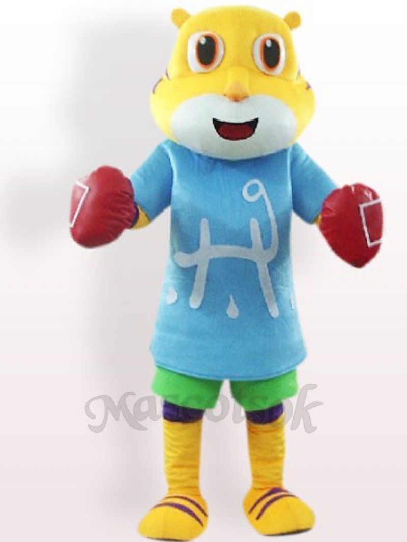 Tiger In Blue Clothes Plush Adult Mascot Costume