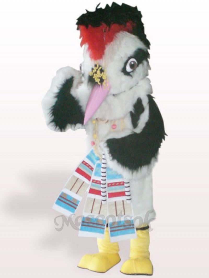 White Hair Bird Plush Adult Mascot Costume