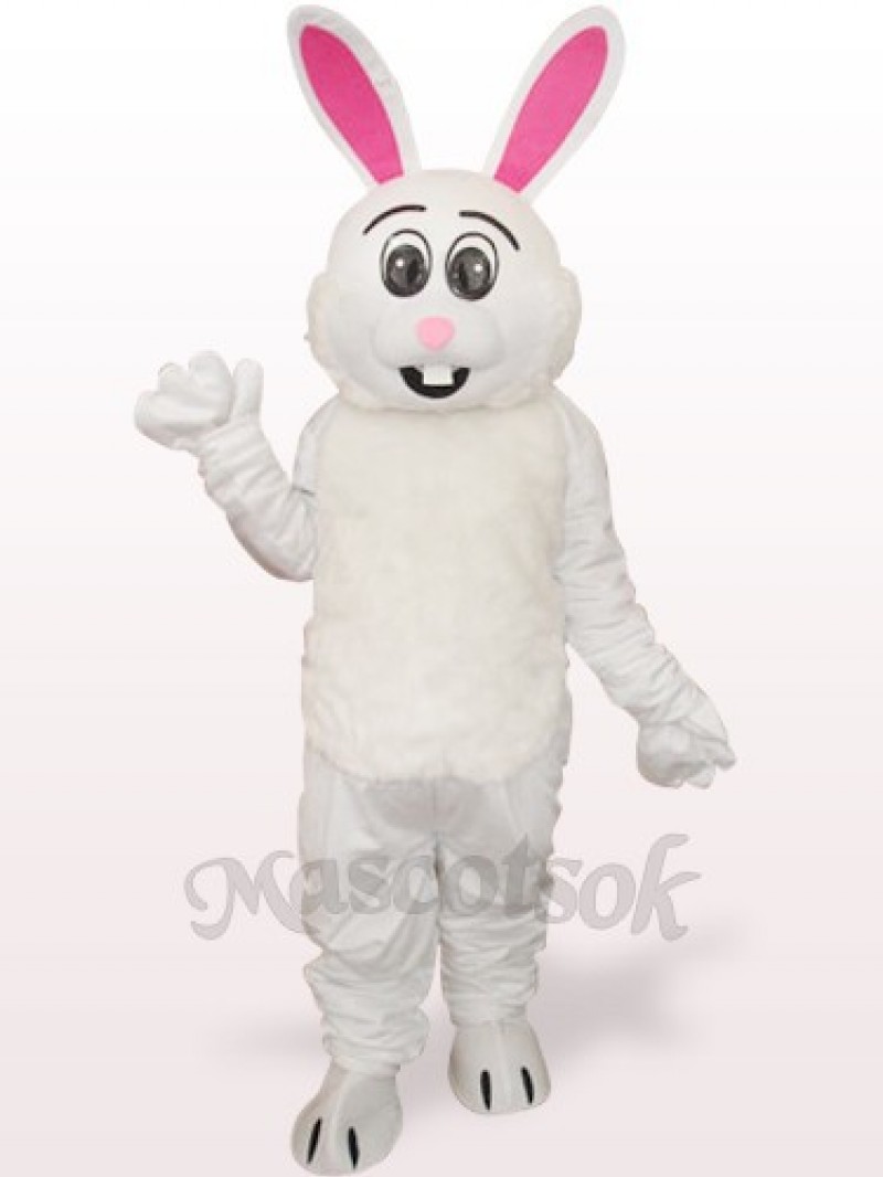 Easter White Rabbit With Red Ear Plush Adult Mascot Costume