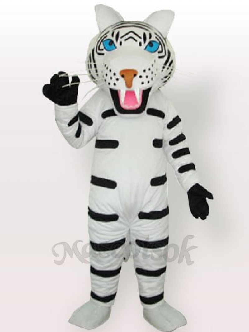 White Tiger with Black Stripes Adult Mascot Costume Type B