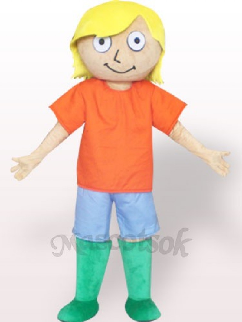 Yellow Hair Boy Plush Adult Mascot Costume