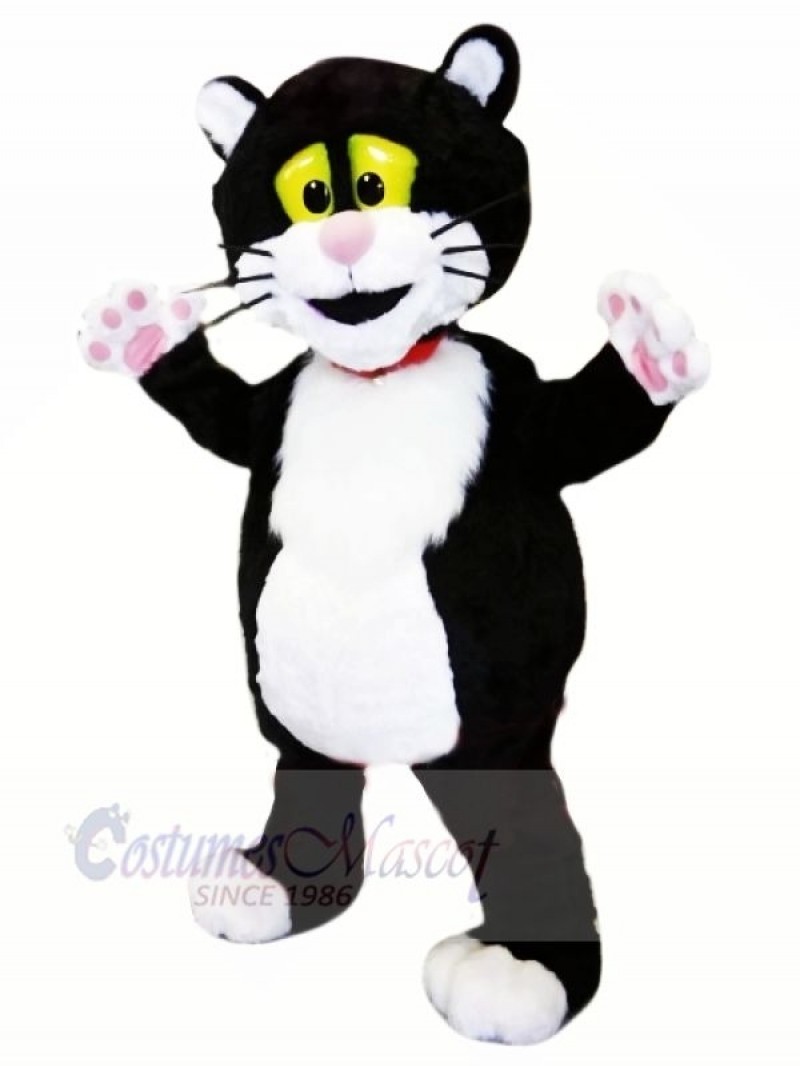 Black and White Cat with Pink Nose Mascot Costumes Animal