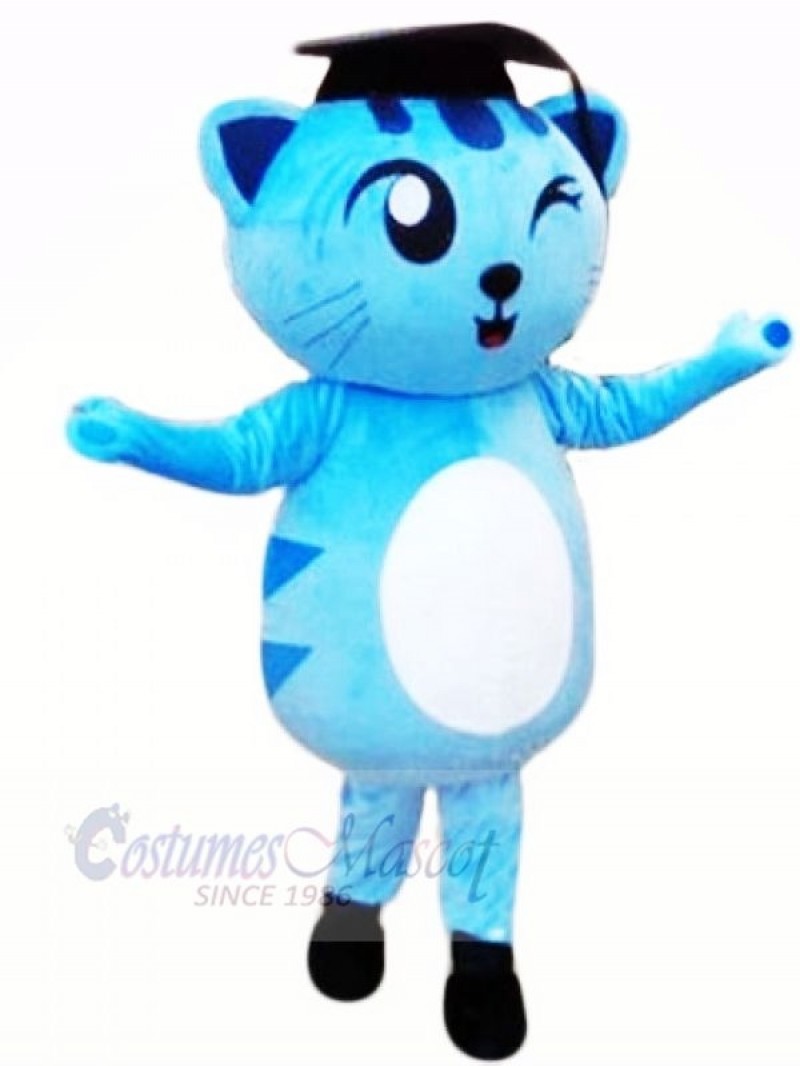 Winking Blue Cat Mascot Costumes Animal	