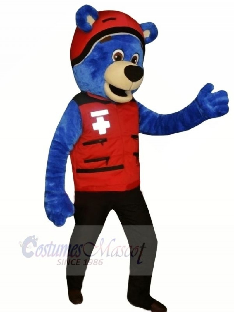 Blue Bear with Red Hat Mascot Costumes Animal