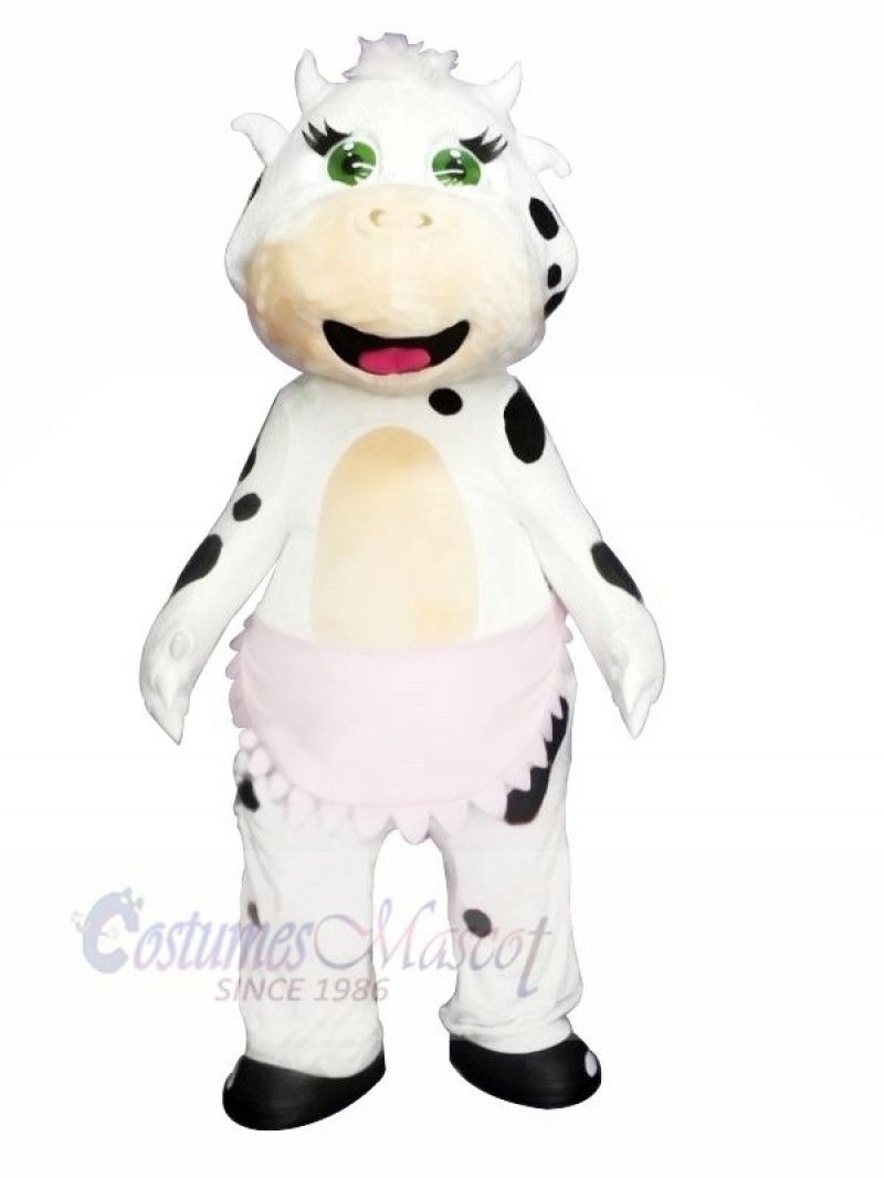 Cute White Cow Mascot Costumes Animal
