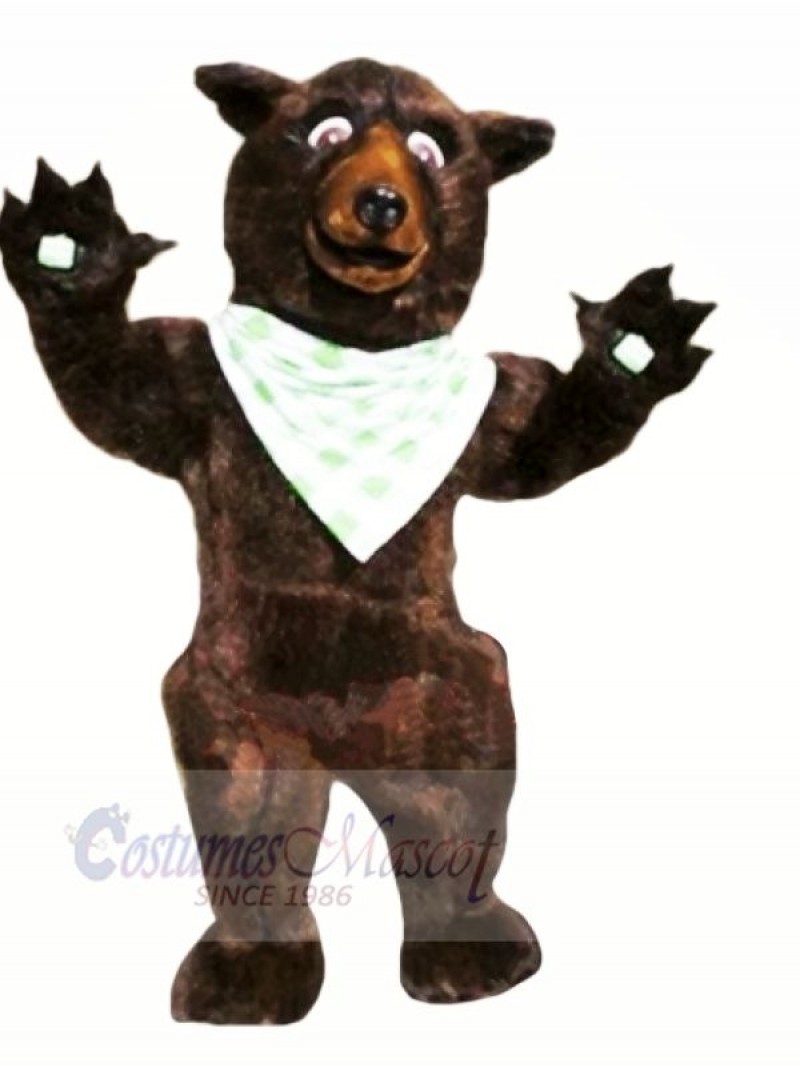 Brown Bear with White Silk Scarves Mascot Costumes Animal