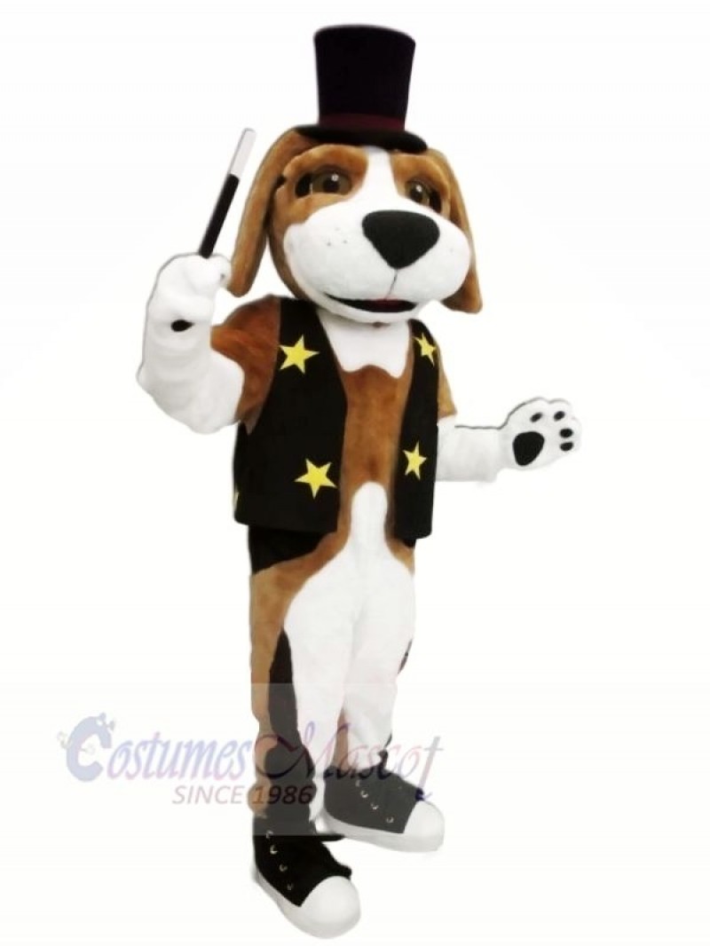 Brown and White Dog with Black Hat Mascot Costumes Animal
