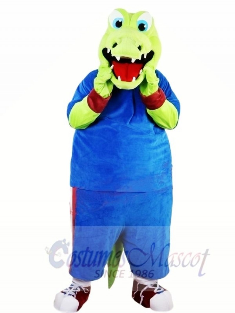 Green Alligator with Blue Suit Mascot Costumes Animal	