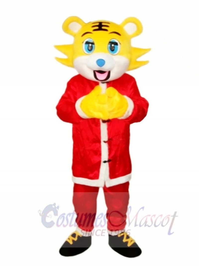 Yellow face Christmas Tiger Mascot Adult Costume Free Shipping 