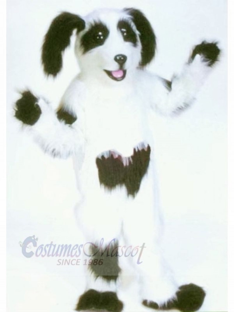 White and Black Shaggy Dog Mascot Costumes Cartoon