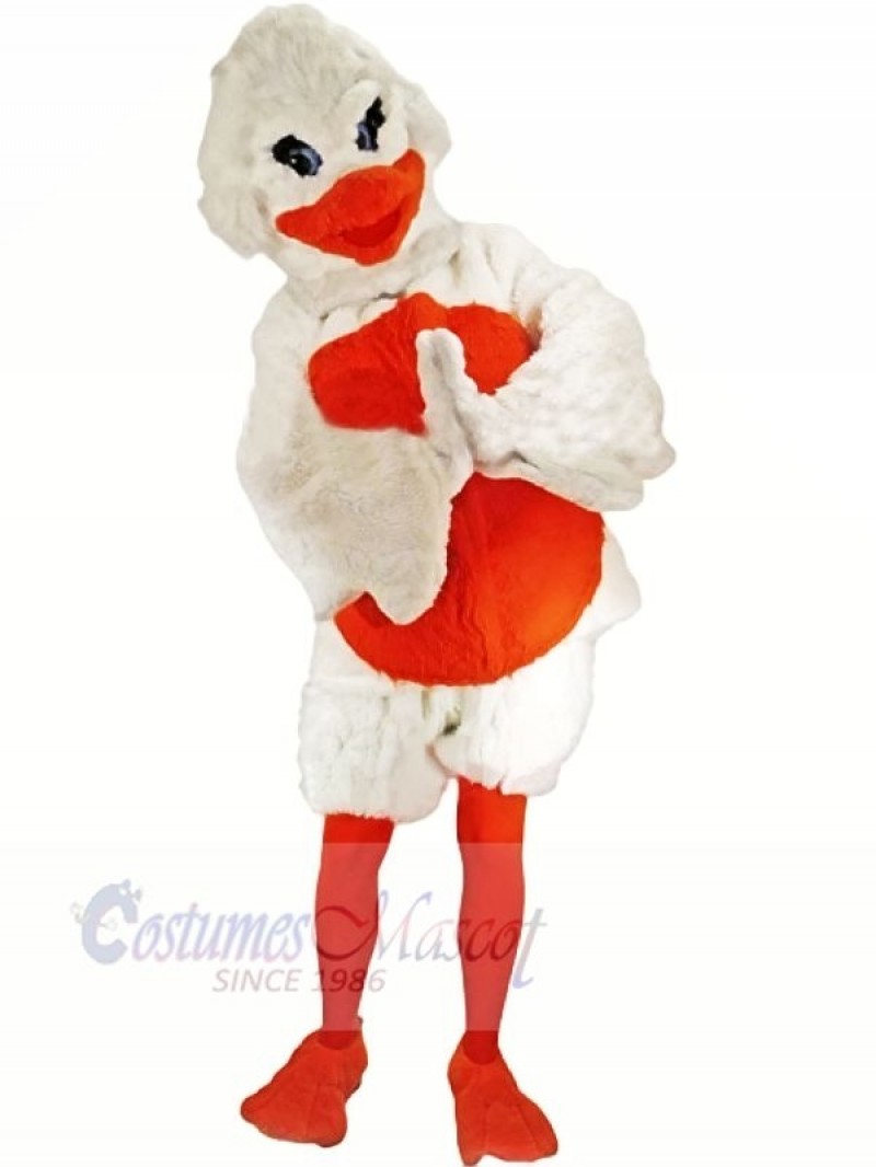 Furry White and Orange Duck Mascot Costumes Cartoon