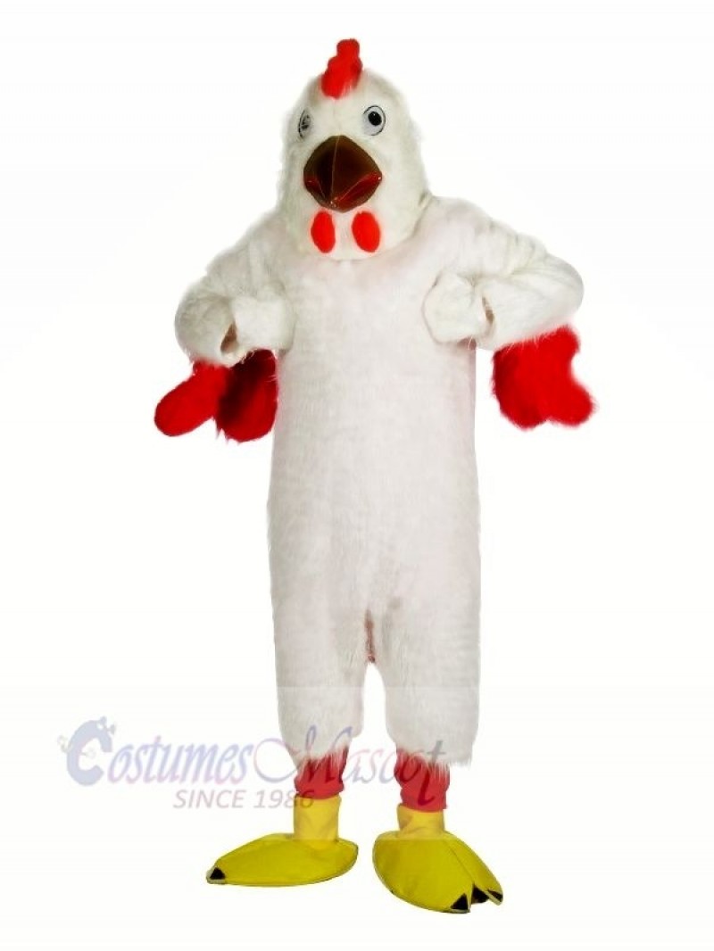 Strong White Chicken Mascot Costumes Cartoon