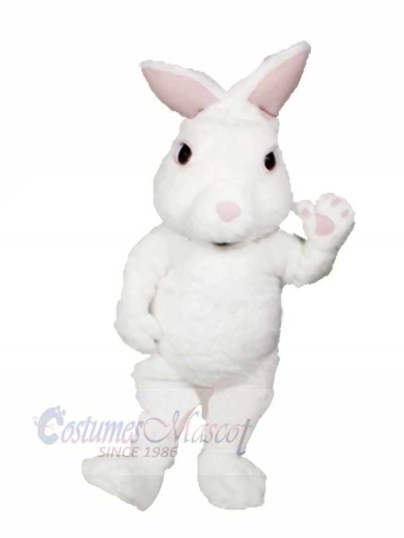 White Fuzzy Bunny Mascot Costumes Cartoon