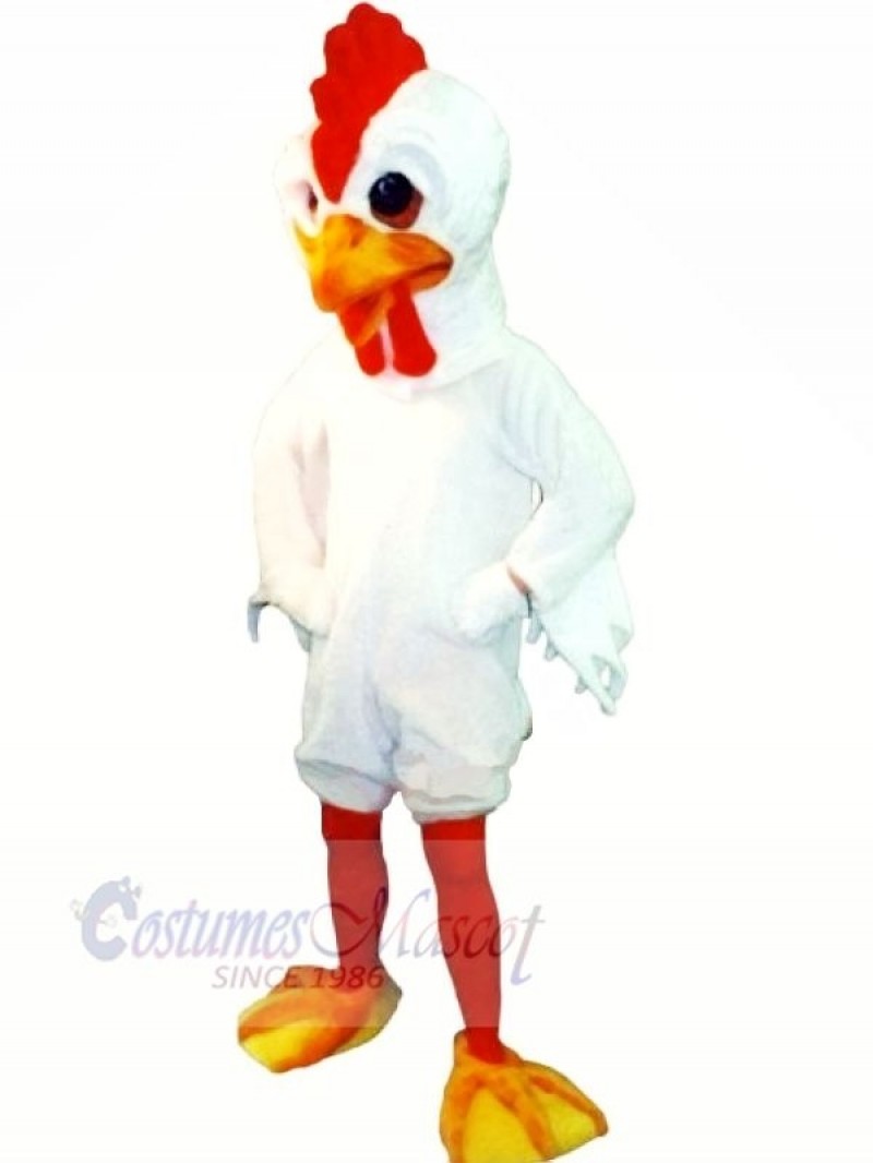 Slim White Rooster Mascot Costumes Cartoon