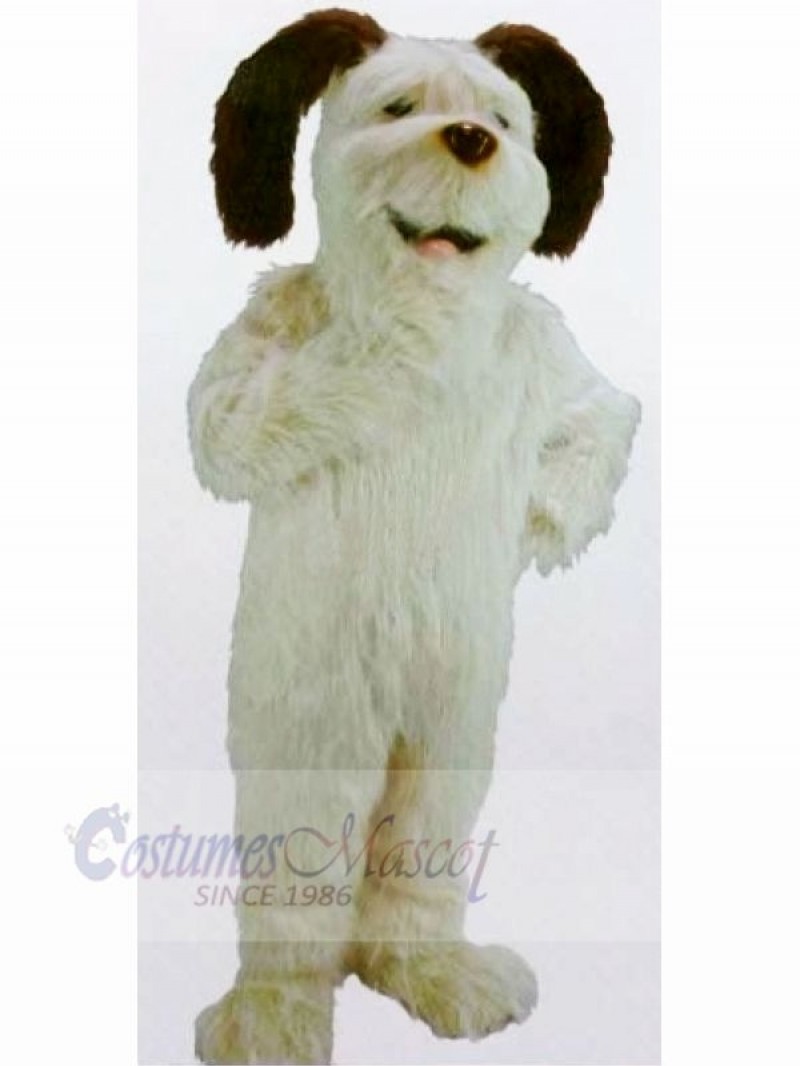 Funny White Shaggy Dog Mascot Costumes Cartoon