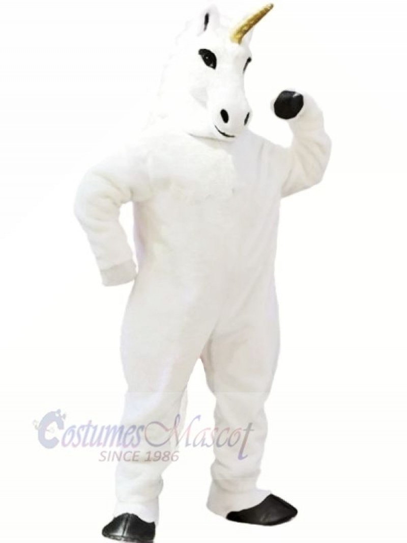 White Unicorn Mascot Costume Cartoon	