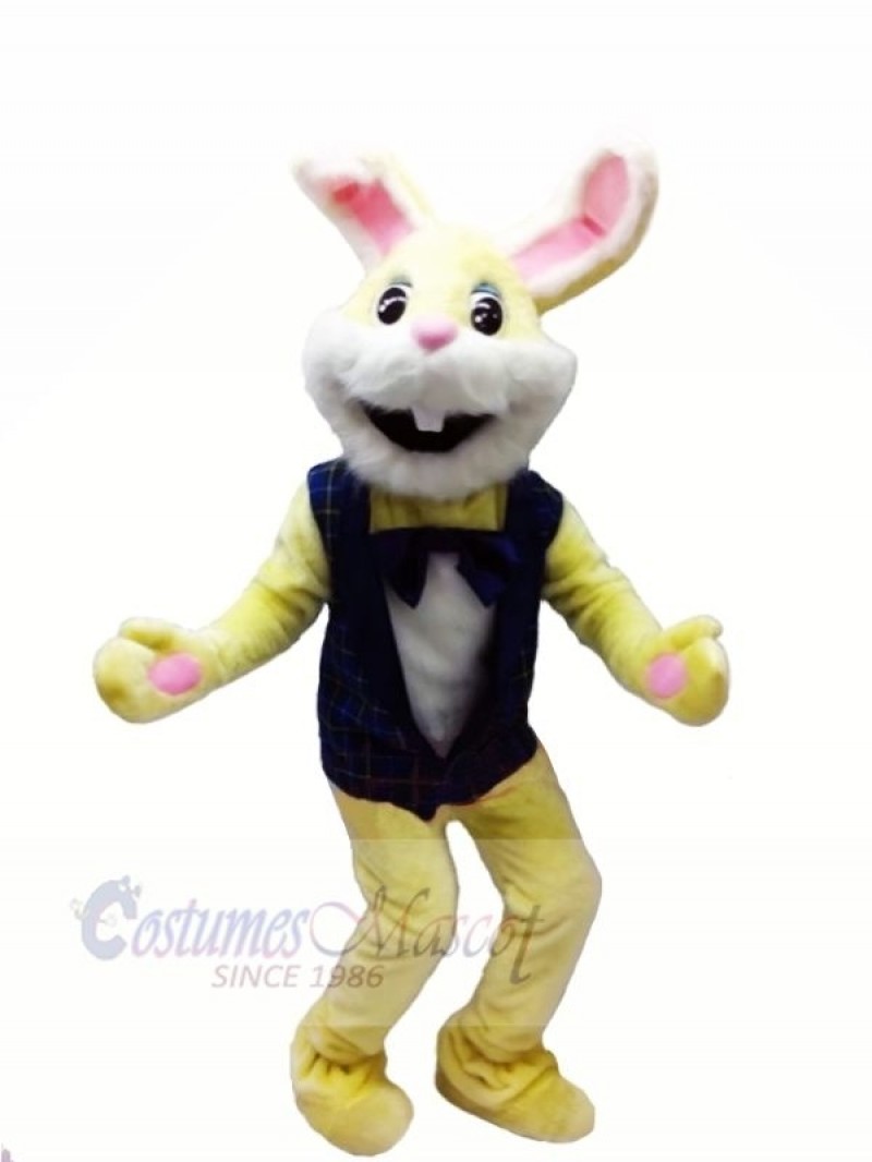 Yellow Bunny with Black Vest Mascot Costumes Cartoon