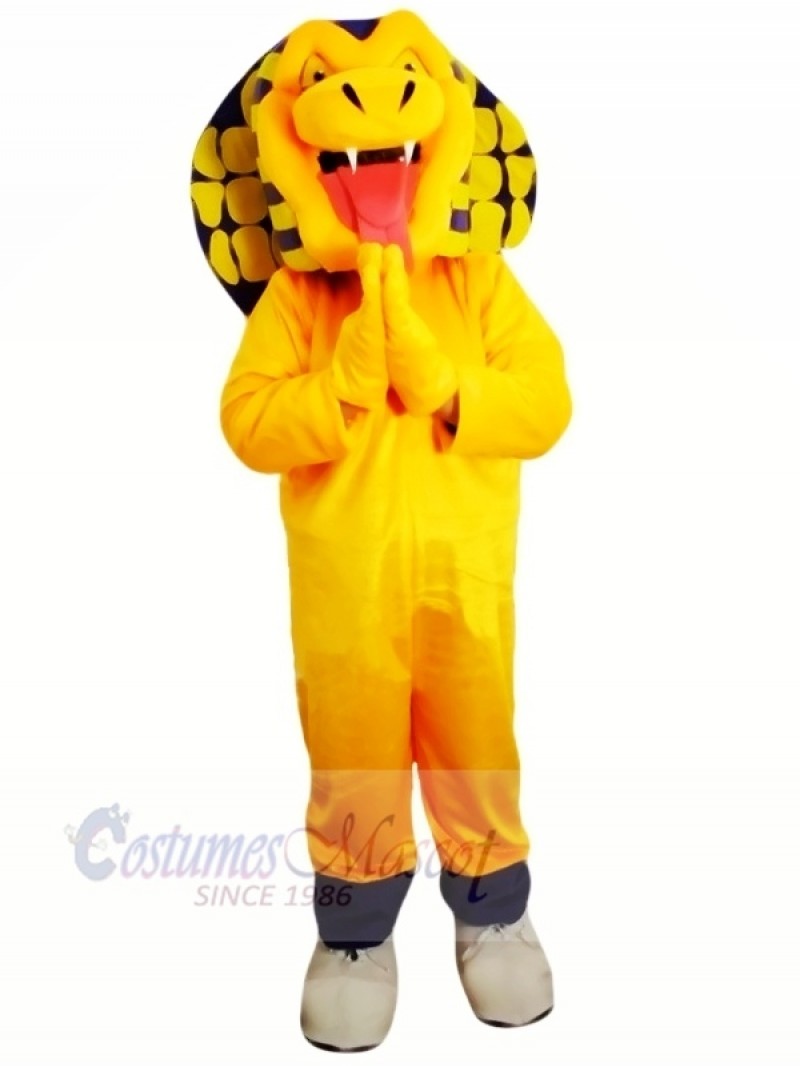 Yellow Cobra Snake Mascot Costume Cartoon	