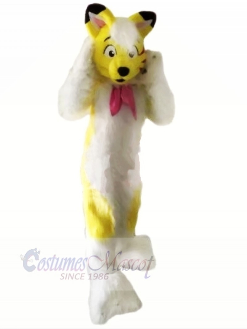 Yellow Furry Husky Dog Mascot Costumes Cartoon	