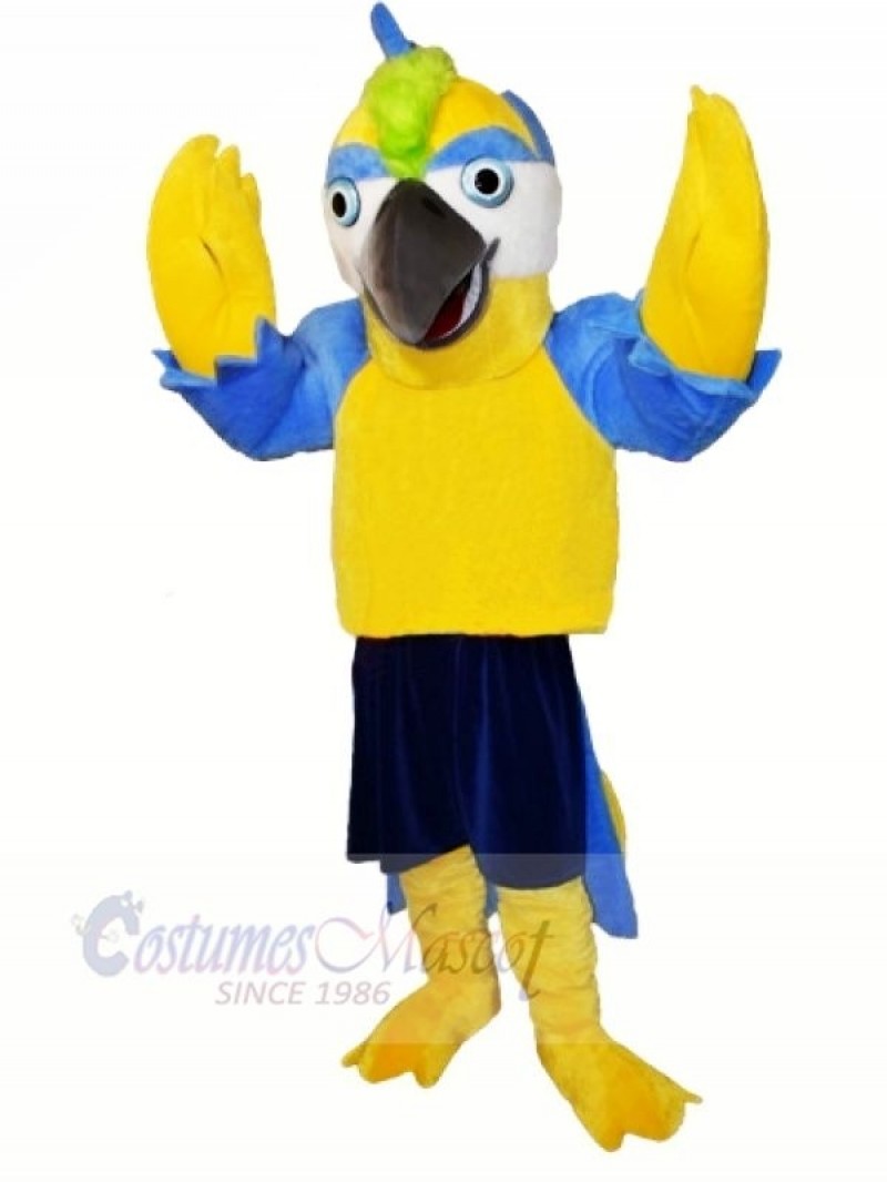 Yellow Parrot with Blue Eyebrows Mascot Costumes Cartoon