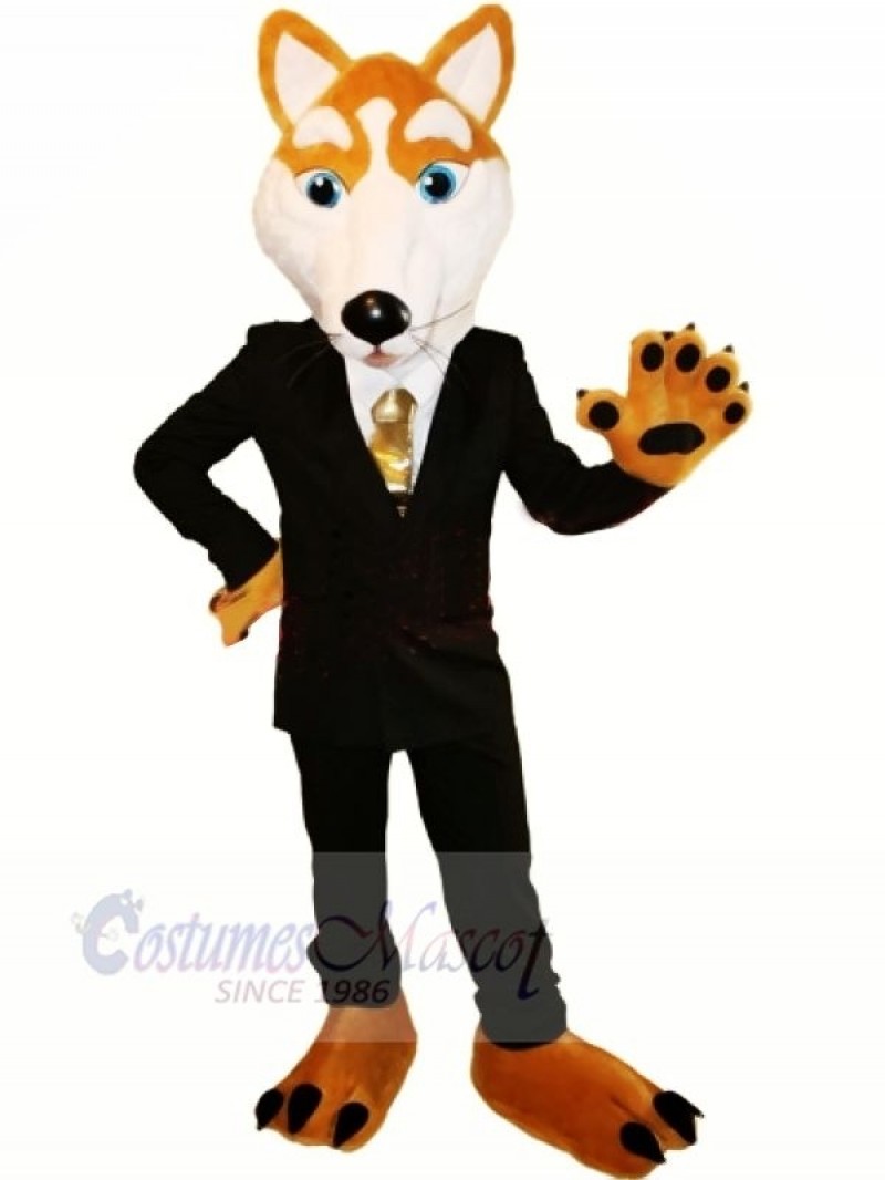 Gentlemanly Wolf with Suit Mascot Costumes Cartoon