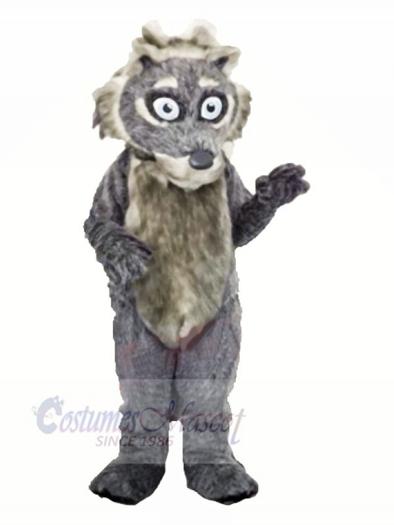 Grey Fluffy Wolf Mascot Costumes Cartoon