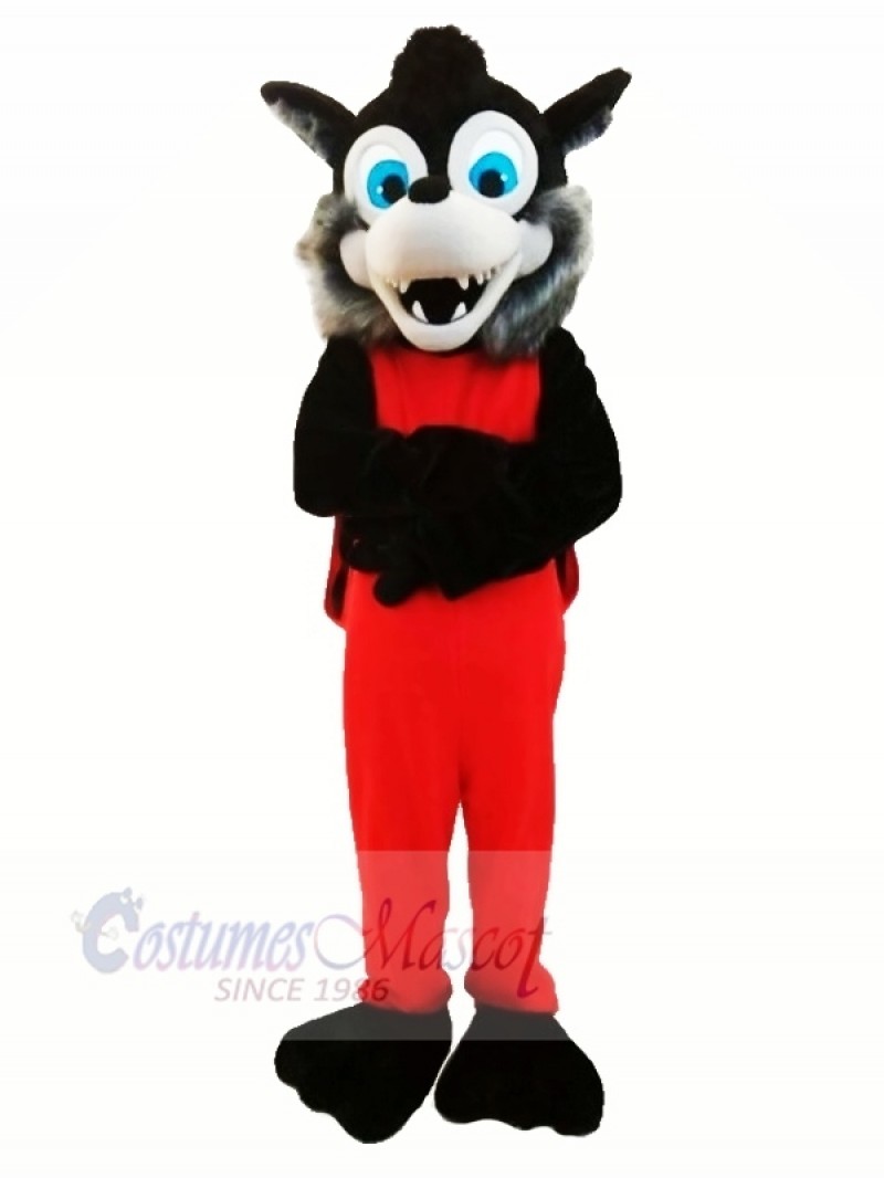 Gray Wolf with Red Clothes Mascot Costume Animal