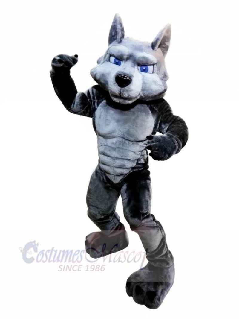 Power Muscle Wolf Mascot Costumes Cartoon