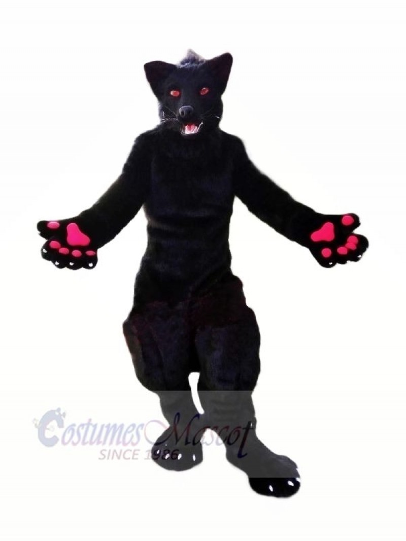 Black Wolf with Red Eyes Mascot Costumes Cartoon