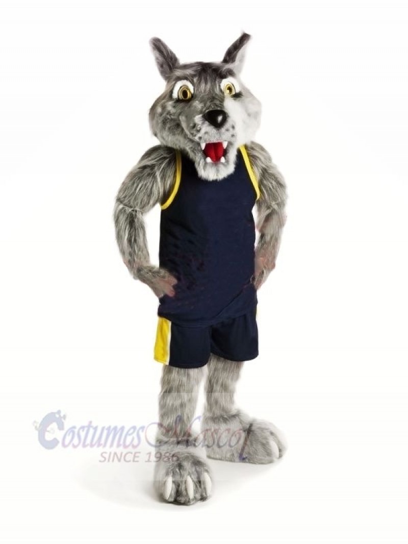 Sport Wolf with Black Vest Mascot Costumes Cartoon