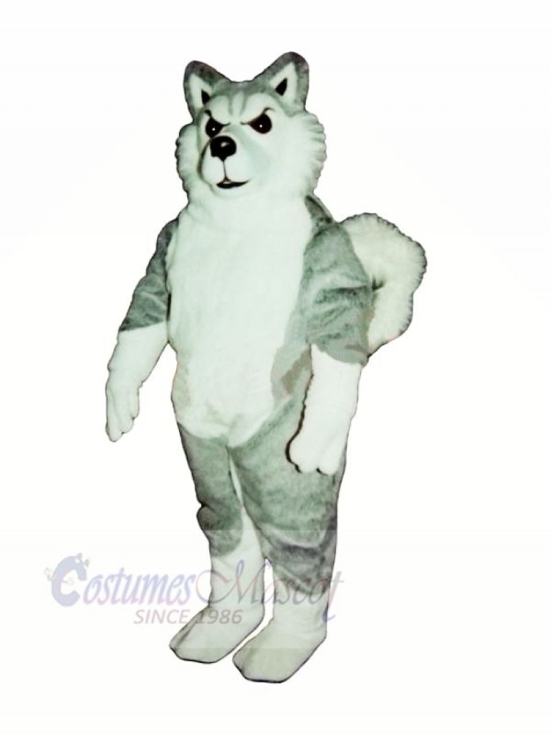 White and Grey Wolf Mascot Costumes Cartoon	