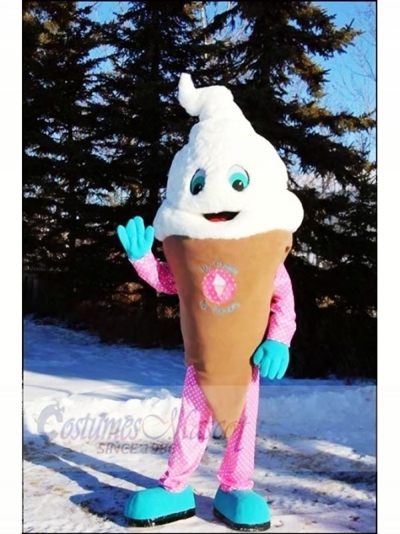 White Ice Cream Mascot Costume Cartoon