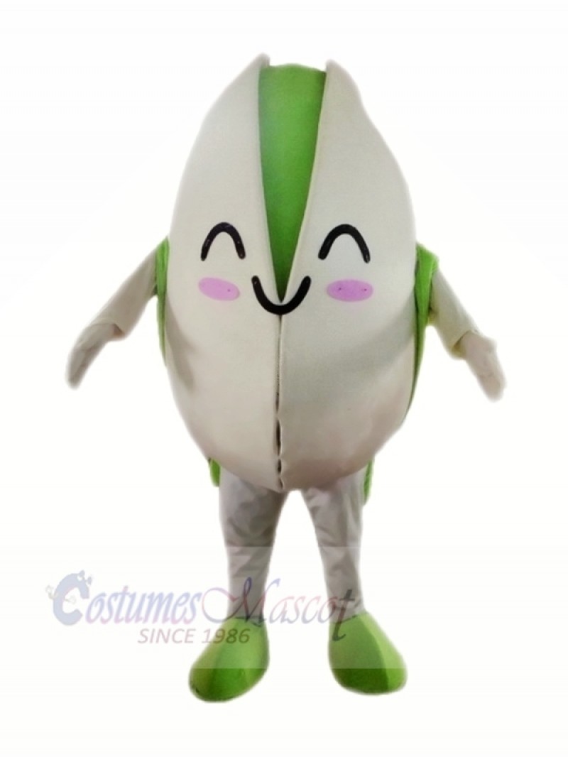 Smiling Pistachio Mascot Costume Cartoon