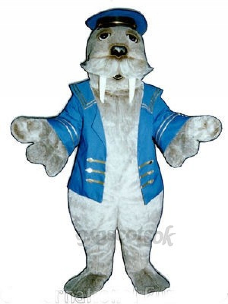 Cute Walrus with Sailor Suit Mascot Costume