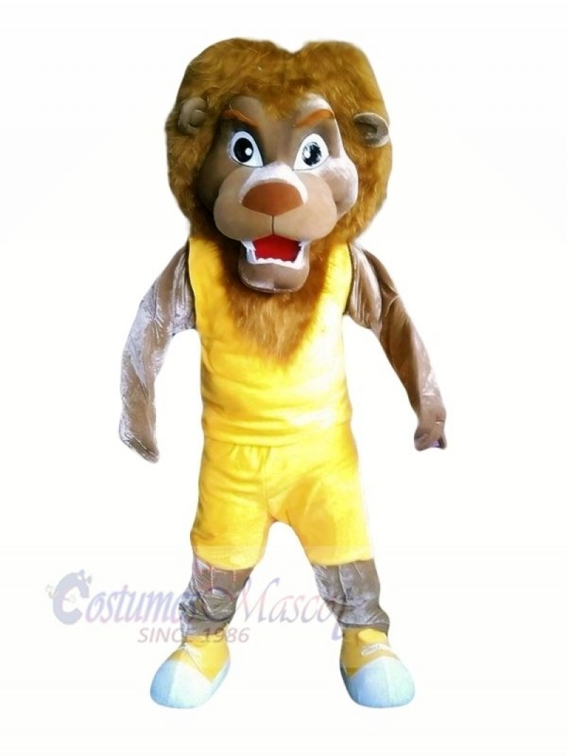 Lion with Yellow Vest Mascot Costumes Cheap