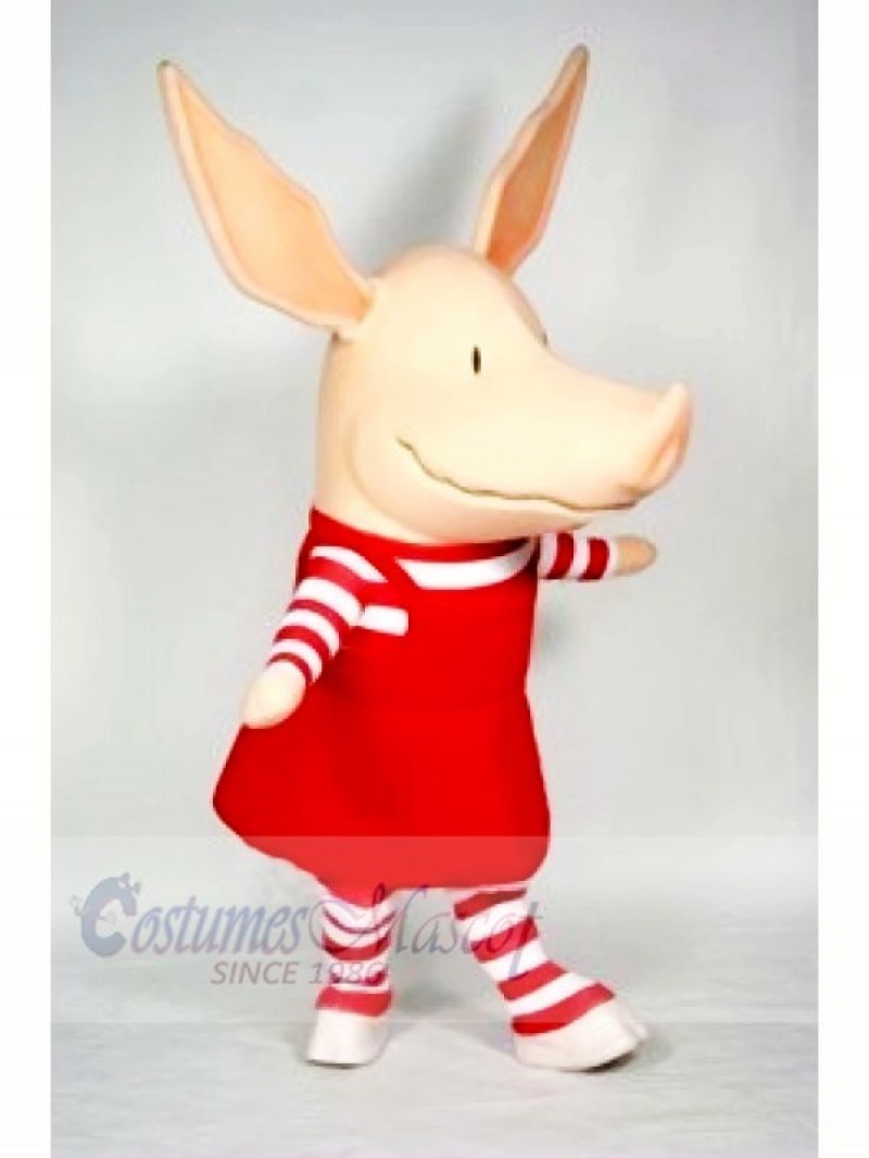 Pig in Red Dress Mascot Costumes Cartoon