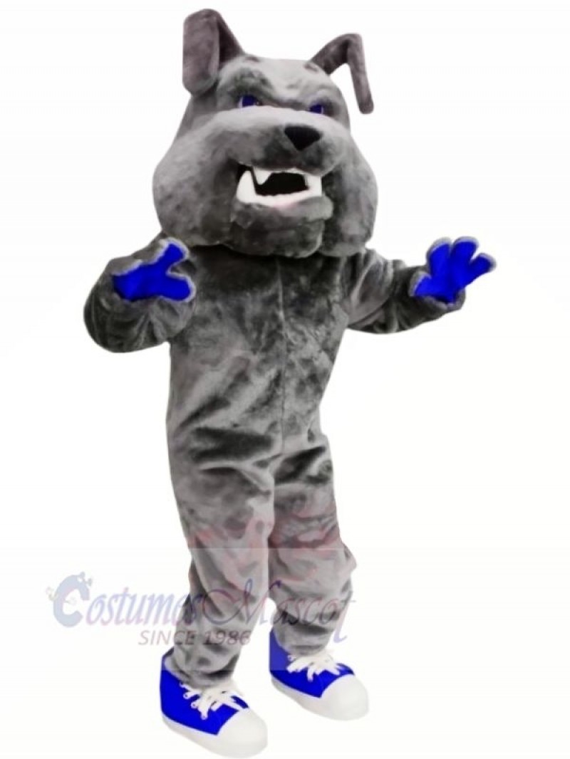 Grey Bulldog with Blue Shoes Mascot Costumes