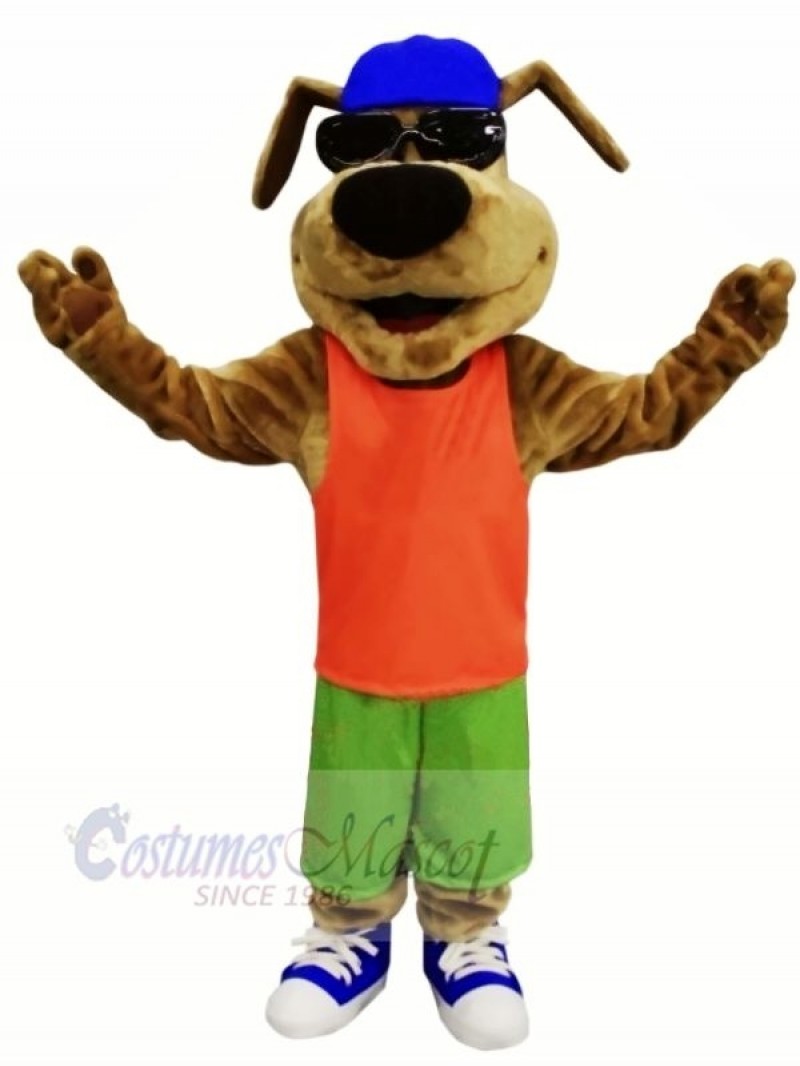 Happy Dog with Glasses Mascot Costumes Cartoon	