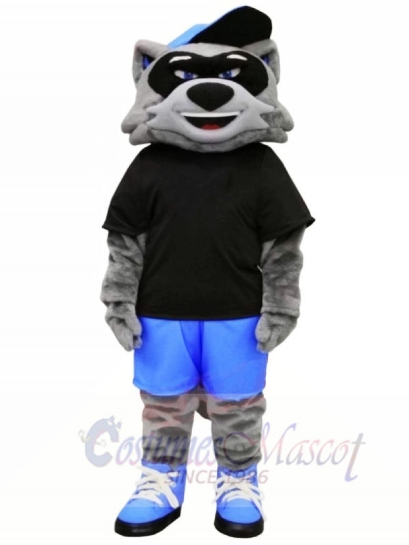 Cool Raccoon with Black T-shirt Mascot Costumes Animal