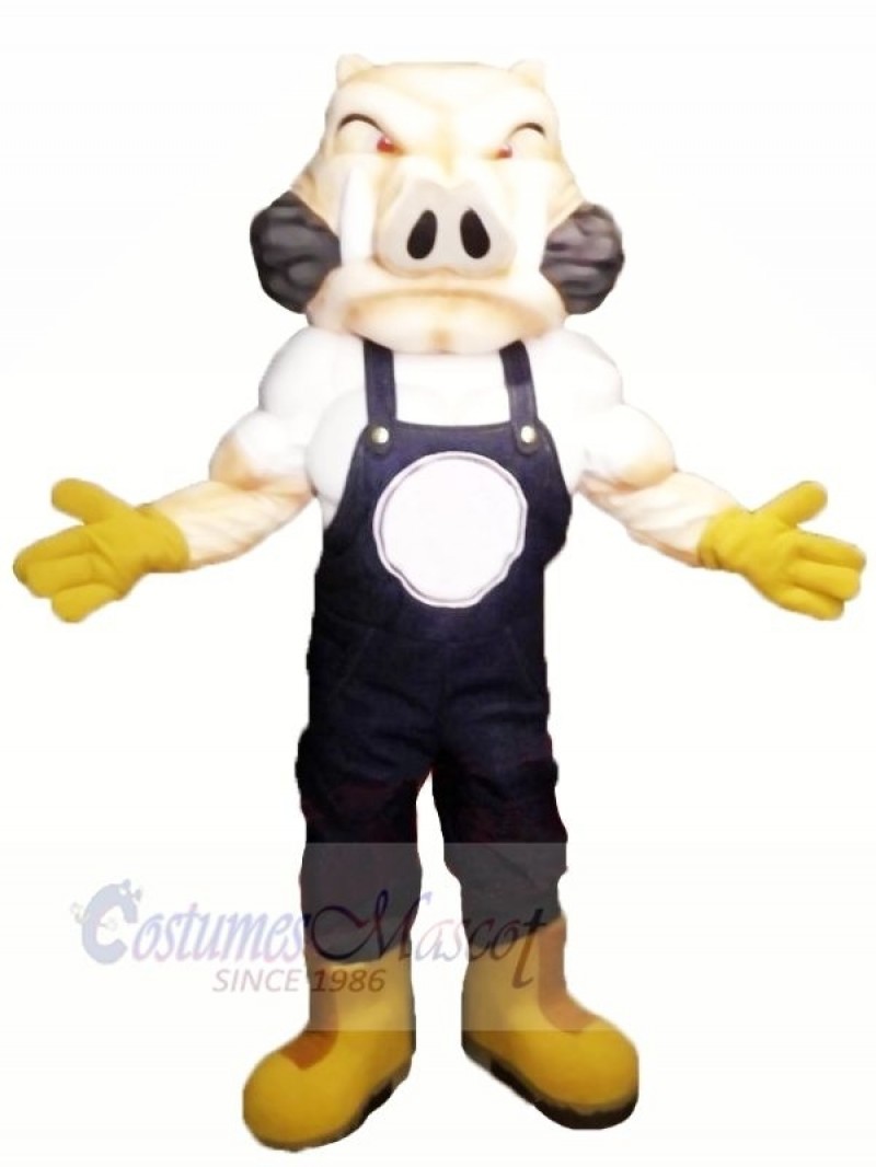 Fierce Hog with Yellow Gloves Mascot Costumes Adult