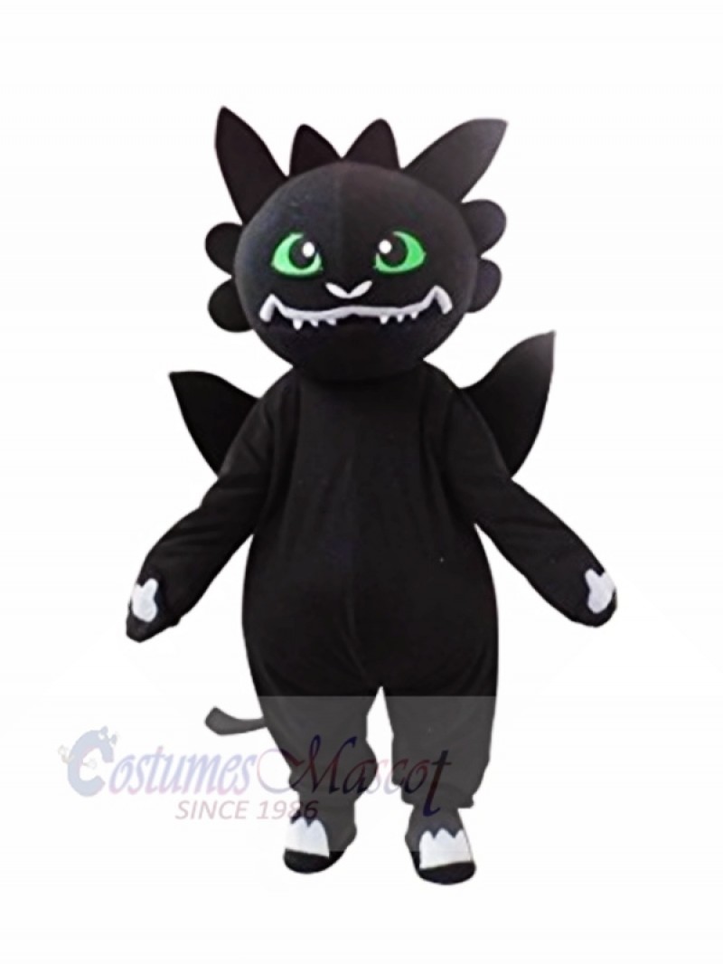Black Dragon with Green Eyes Mascot Costumes Cartoon