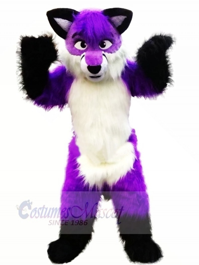 Purple Wolf Husky Mascot Costumes Cartoon