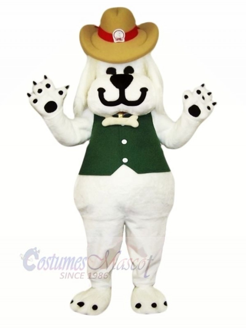Smiling White Dog Mascot Costumes Cartoon