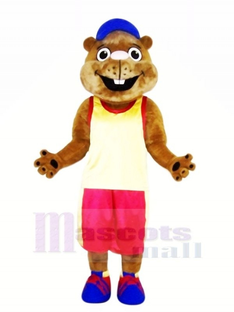 Brown Marmot with Sports Suit Mascot Costumes