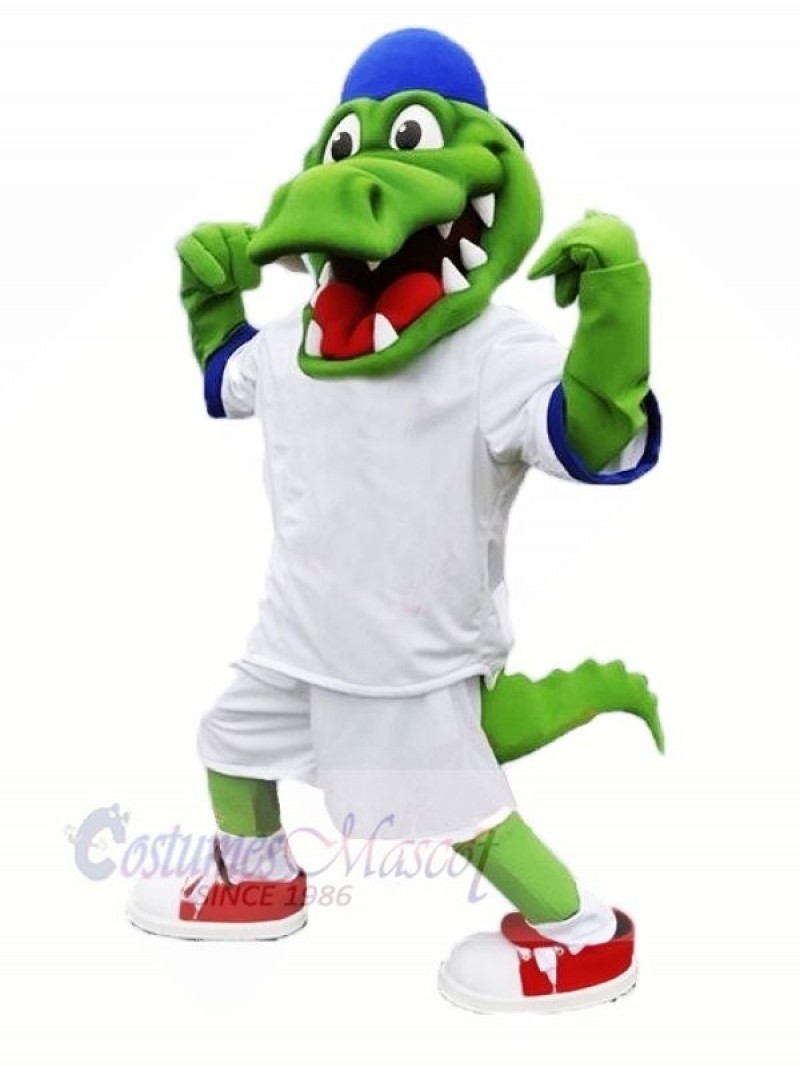 Sport Alligator with White Suit Mascot Costumes Cartoon