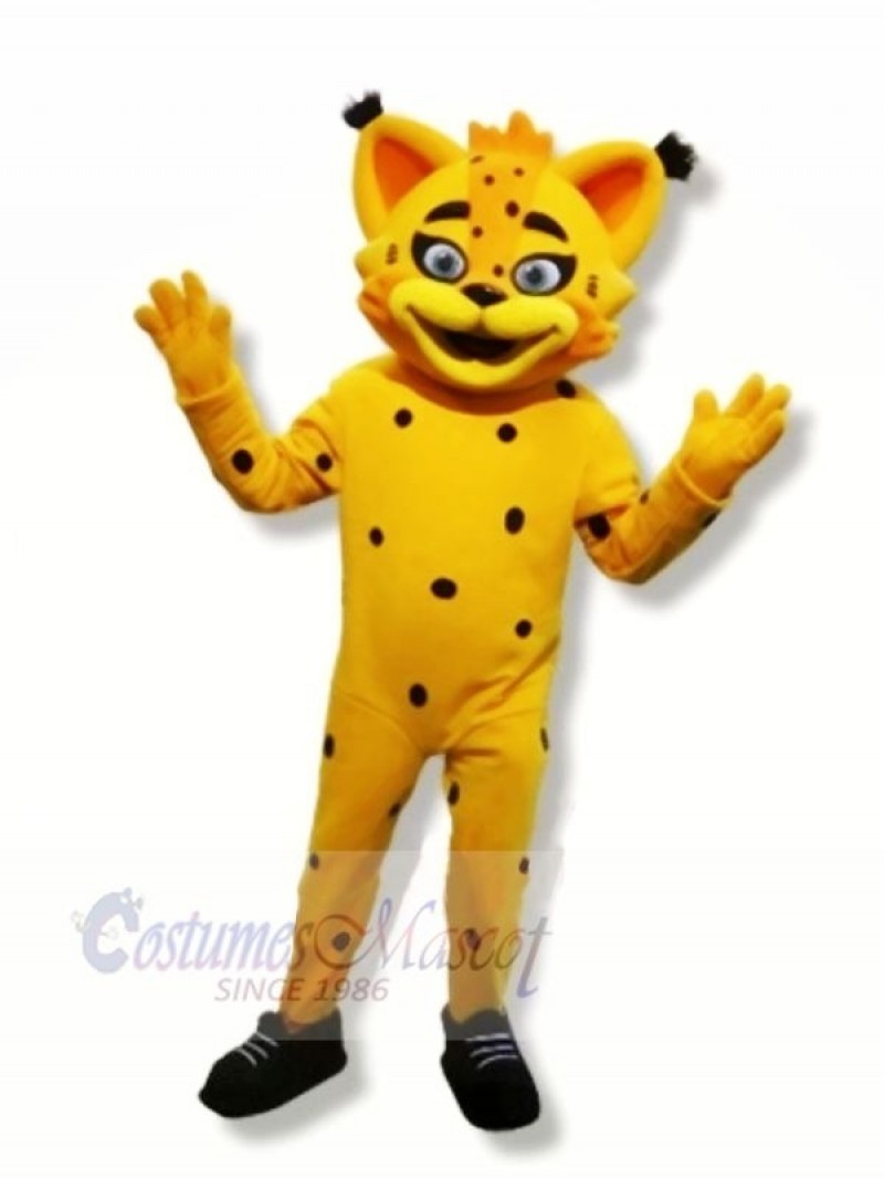 Yellow Lynx Mascot Costumes Cartoon	