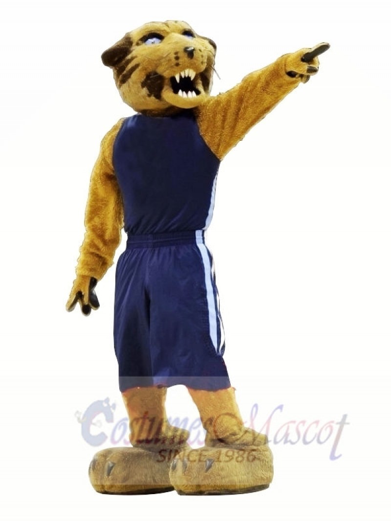 Sport Wildcat with Blue Suit Mascot Costumes Animal