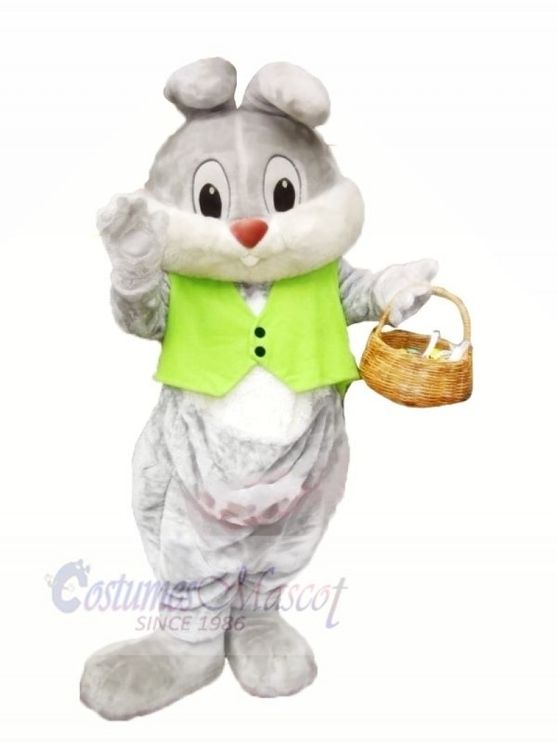 Christmas Bunny with Green Vest Mascot Costumes Animal